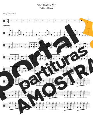 Puddle of Mudd She Hates Me partitura para Bateria
