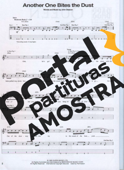 Queen Another ONe Bites The Dust partitura para Contra Baixo