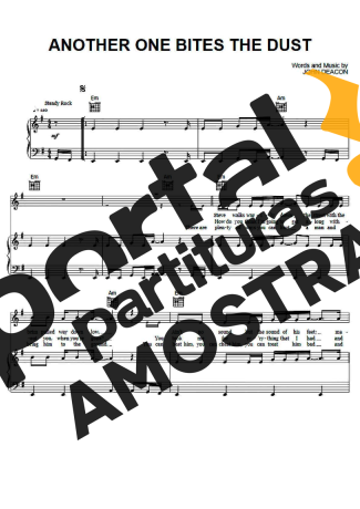 Queen Another One Bites The Dust partitura para Piano