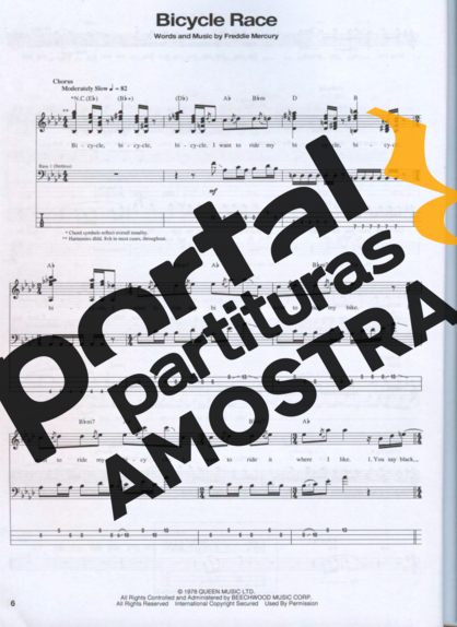 Queen Bicycle Race partitura para Contra Baixo