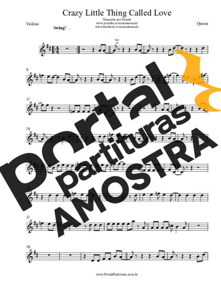 Queen Crazy Little Thing Called Love partitura para Violino