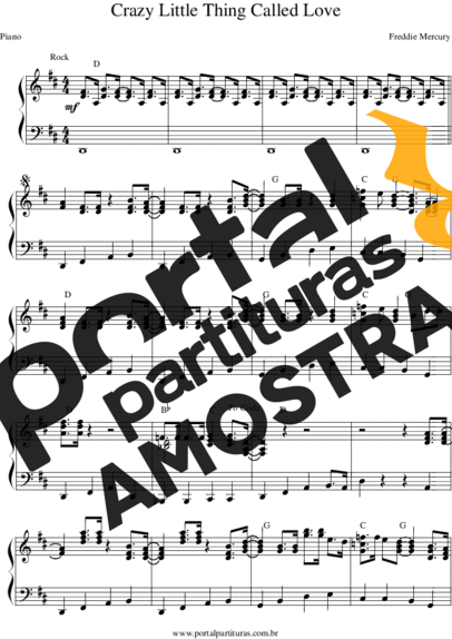 Queen Crazy Little Thing Called Love partitura para Piano