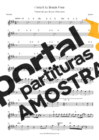 Queen I Want To Break Free partitura para Teclado