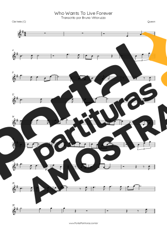 Queen Who Wants To Live Forever partitura para Clarinete (C)