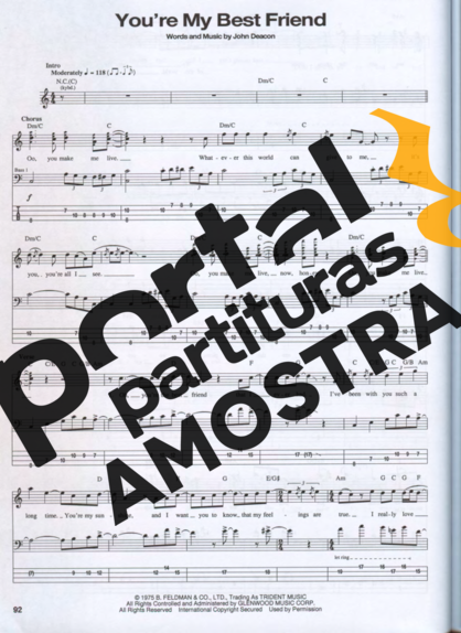 Queen Youre My Best Friend partitura para Contra Baixo