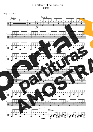 R.E.M. Talk About The Passion partitura para Bateria