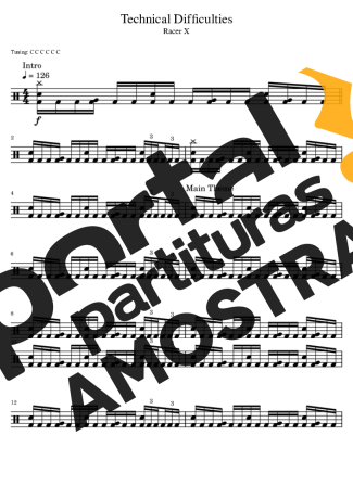 Racer X Technical Difficulties partitura para Bateria
