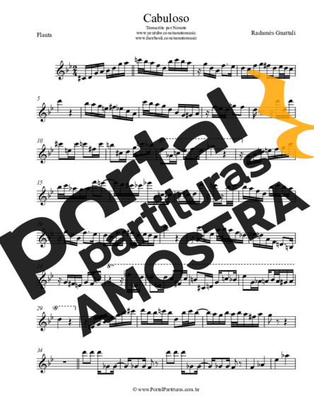 Radamés Gnattali Cabuloso partitura para Flauta Transversal
