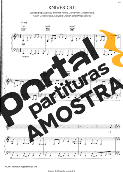 Radiohead Knives Out partitura para Piano