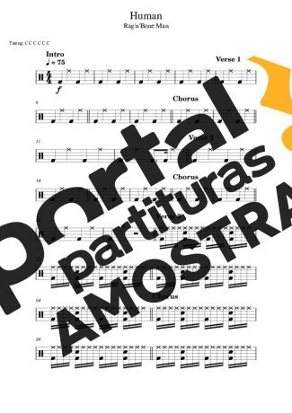 Rag ´N´ Bone Man Human partitura para Bateria