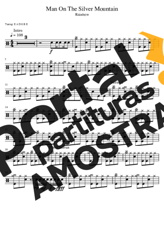 Rainbow Man On The Silver Mountain partitura para Bateria