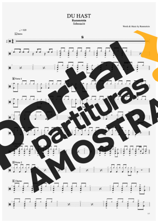 Rammstein  partitura para Bateria
