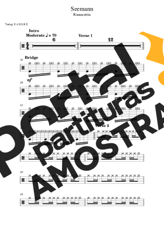 Rammstein Seemann partitura para Bateria