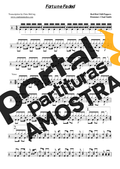 Red Hot Chili Peppers Fortune Faded partitura para Bateria