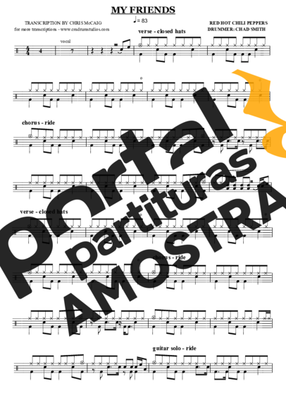 Red Hot Chili Peppers  partitura para Bateria