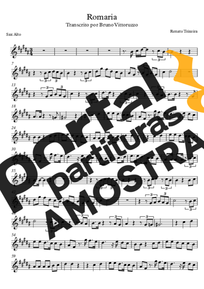 Renato Teixeira Romaria partitura para Saxofone Alto (Eb)