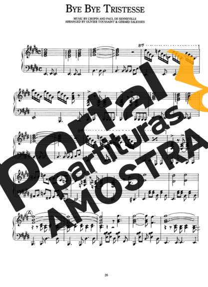 Richard Clayderman Bye Bye Tristesse partitura para Piano