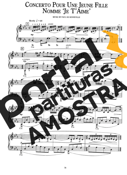 Richard Clayderman Concerto Pour Une Jeune Fille Nomme Je Taime partitura para Piano