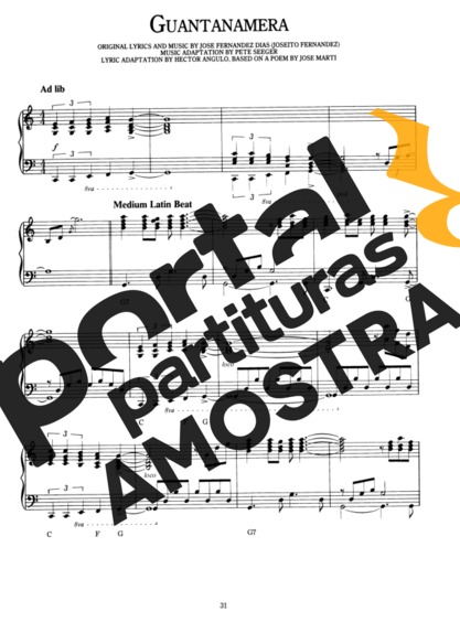 Richard Clayderman Guantanamera partitura para Piano