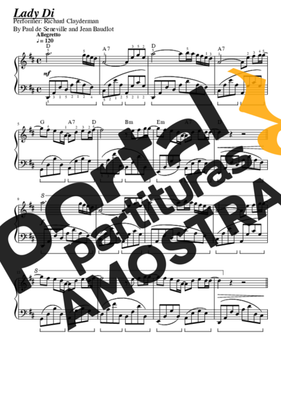 Richard Clayderman Lady Di partitura para Piano