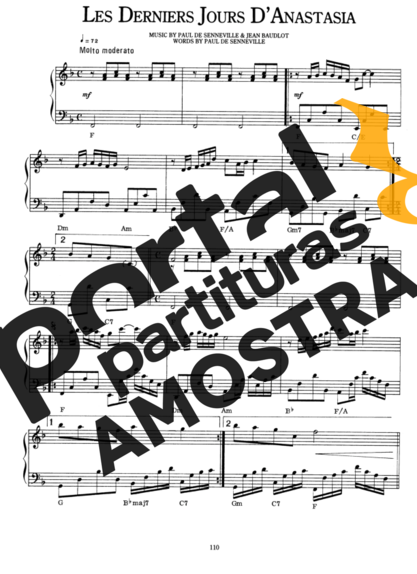 Richard Clayderman Les Derniers Jours DAnastasia partitura para Piano