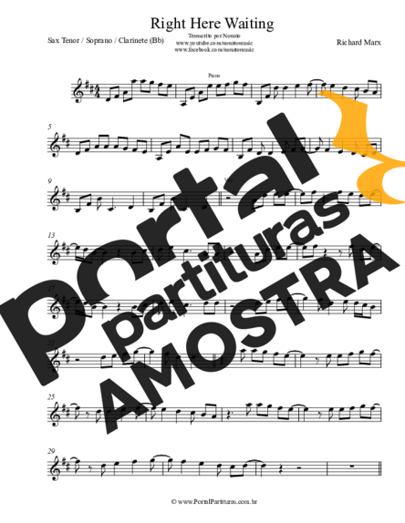 Richard Marx  partitura para Saxofone Tenor Soprano (Bb)