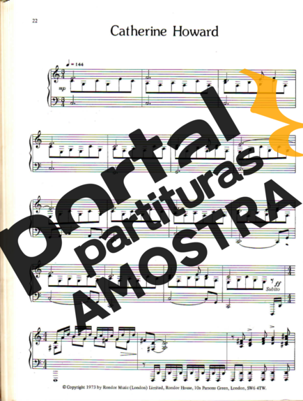 Rick Wakeman Catherine Howard partitura para Piano