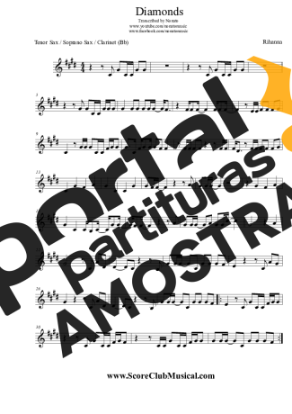 Rihanna Diamonds partitura para Clarinete (Bb)