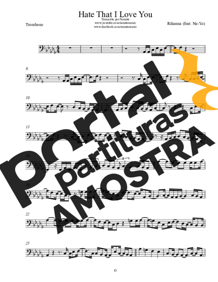 Rihanna Hate That I Love You partitura para Trombone