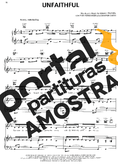 Rihanna Unfaithful partitura para Teclado
