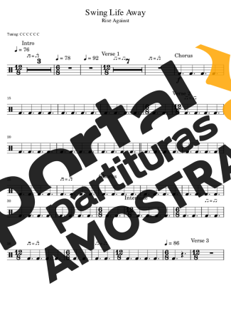 Rise Against Swing Life Away partitura para Bateria