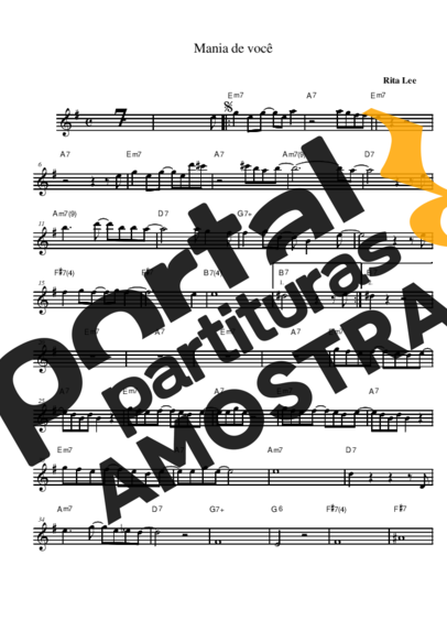 Rita Lee Mania de Você partitura para Saxofone Alto (Eb)