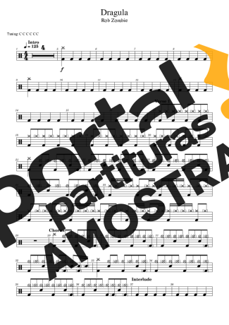 Rob Zombie  partitura para Bateria