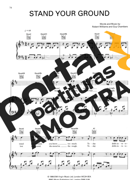 Robbie Williams Stand Your Ground partitura para Piano