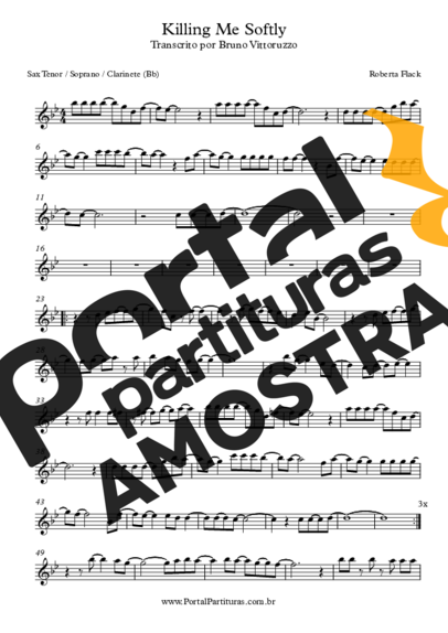 Roberta Flack  partitura para Saxofone Tenor Soprano (Bb)