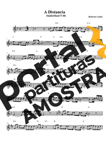 Roberto Carlos A Distância partitura para Saxofone Tenor Soprano (Bb)