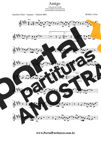 Roberto Carlos Amigo partitura para Clarinete (Bb)