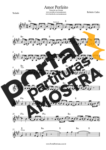 Roberto Carlos Amor Perfeito partitura para Teclado