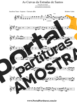 Roberto Carlos As Curvas Da Estrada De Santos partitura para Clarinete (Bb)