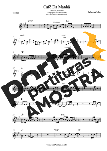 Roberto Carlos Café Da Manhã partitura para Teclado