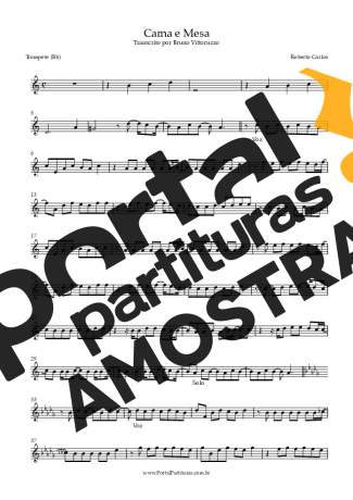 Roberto Carlos Cama E Mesa partitura para Trompete