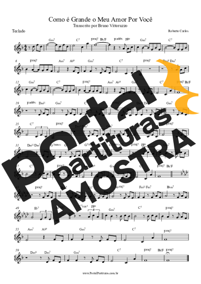 Roberto Carlos Como É Grande O Meu Amor Por Você partitura para Teclado
