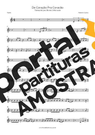 Roberto Carlos De Coração Pra Coração partitura para Flauta Transversal