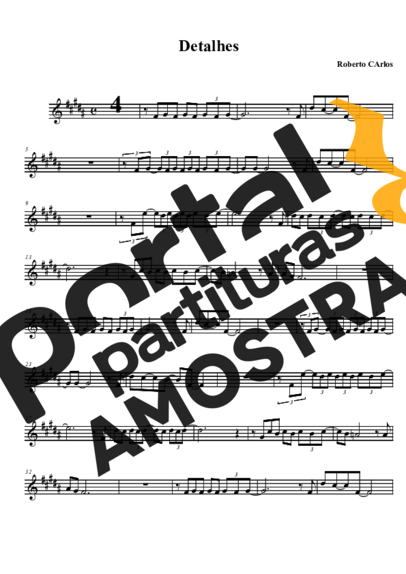 Roberto Carlos Detalhes partitura para Saxofone Tenor Soprano (Bb)