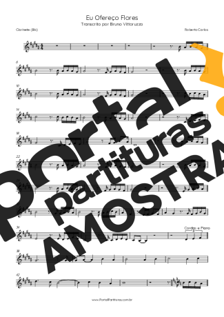 Roberto Carlos Eu Ofereço Flores partitura para Clarinete (Bb)