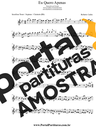 Roberto Carlos Eu Quero Apenas partitura para Clarinete (Bb)