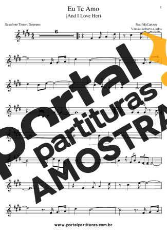 Roberto Carlos Eu Te Amo (Foi Tanto Que Eu Te Amei) partitura para Clarinete (Bb)