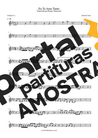 Roberto Carlos Eu Te Amo Tanto partitura para Clarinete (C)