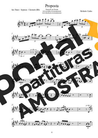 Roberto Carlos Proposta - Teclado partitura para Clarinete (Bb)