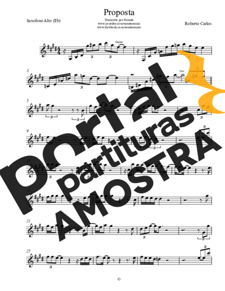 Roberto Carlos Proposta - Teclado partitura para Saxofone Alto (Eb)